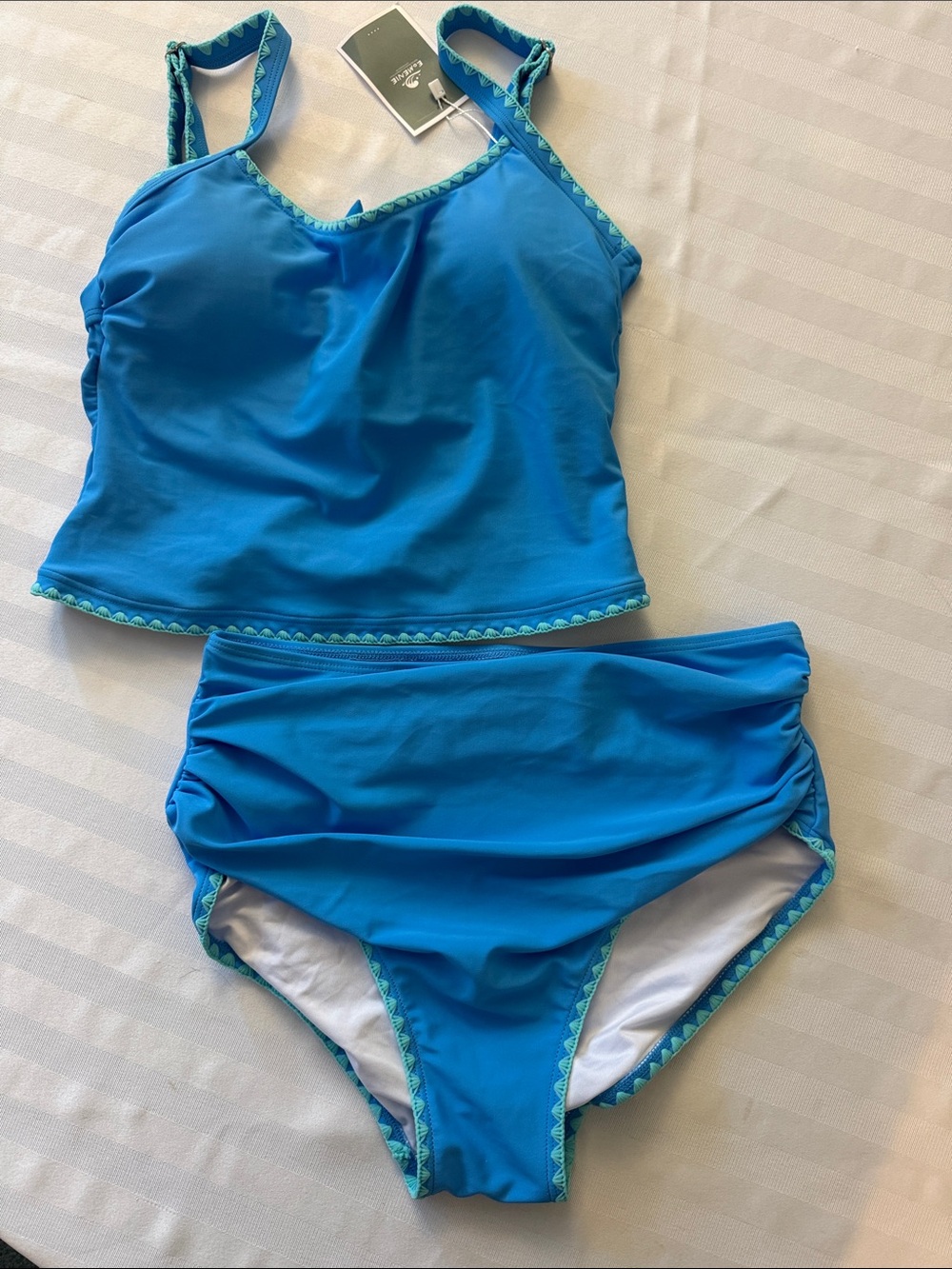 Blue Tankini Swim Set - Two-Piece Swimsuit Sz S
